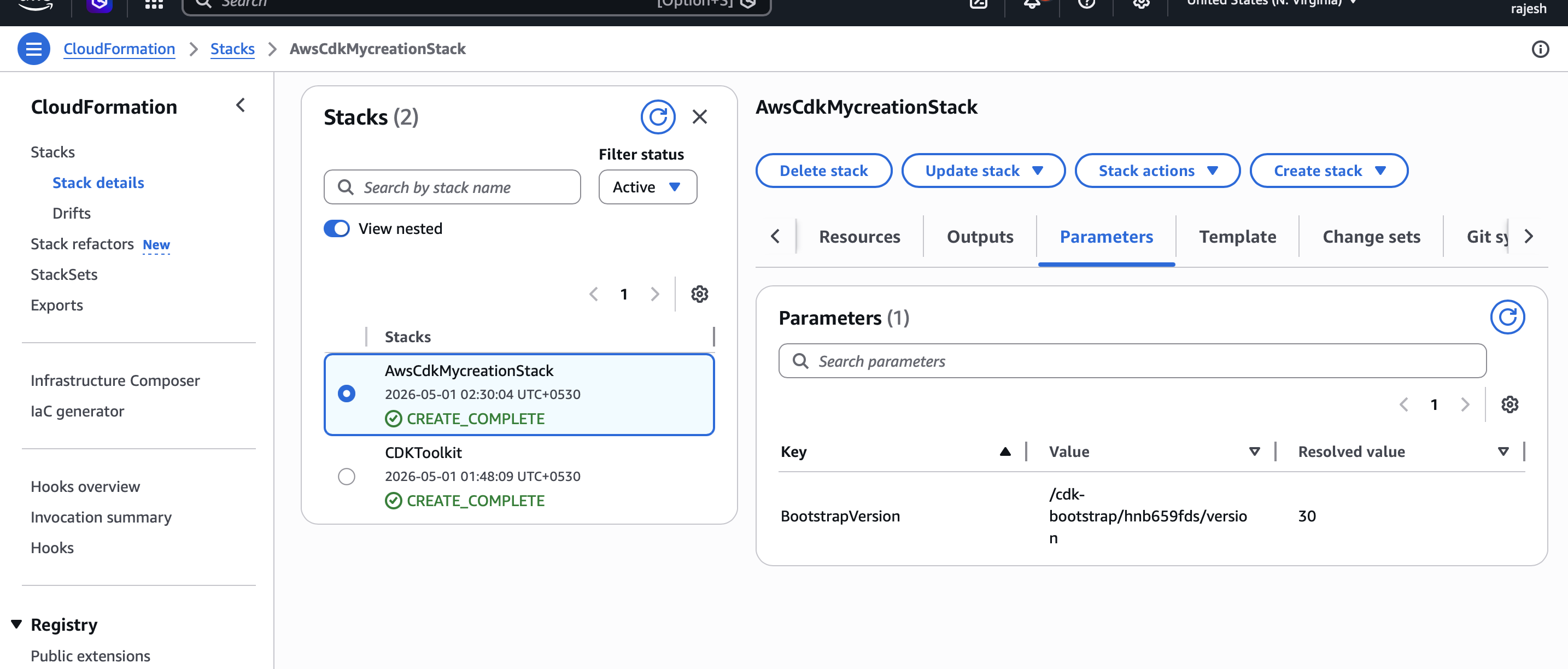 Stack / Parameters Screenshot